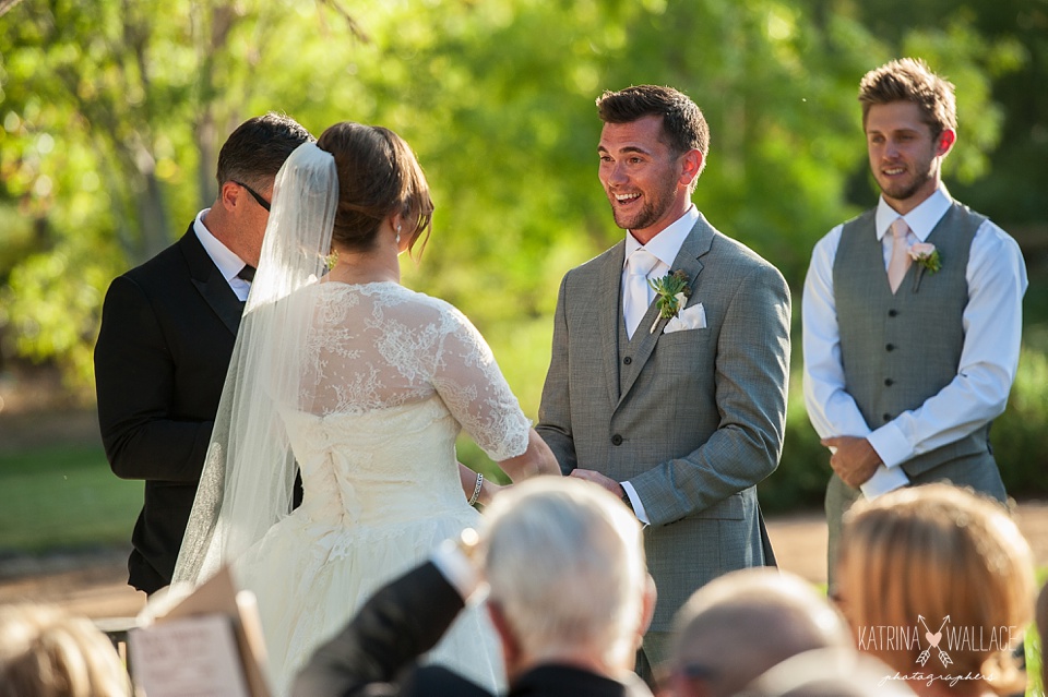 emotional groom at a Dancing Apache Lodge wedding