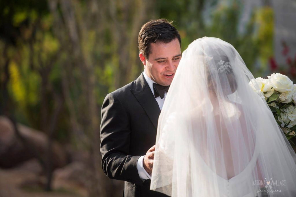 Sanctuary wedding bride and groom first meeting