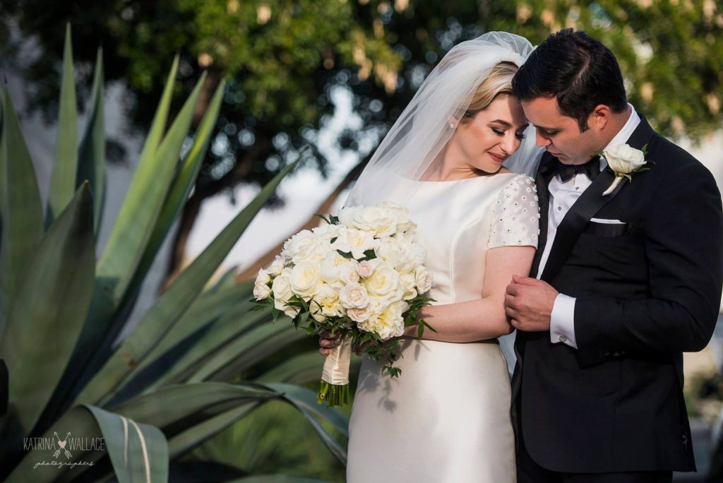 Sanctuary wedding bride and groom romantic portraits