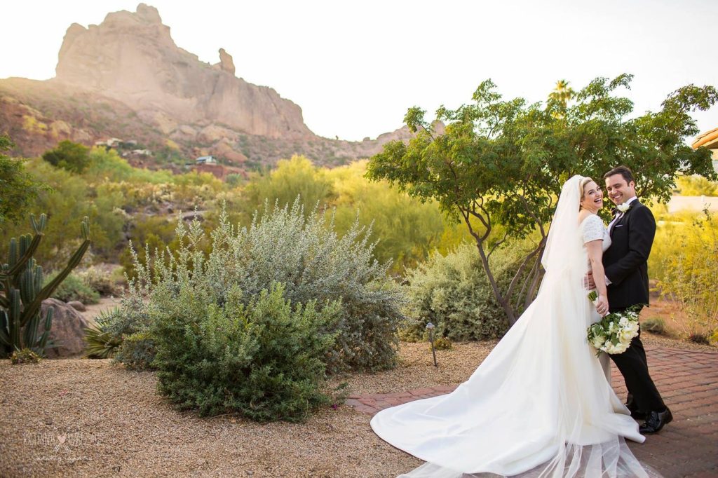 Sanctuary wedding bride and groom romantic portraits