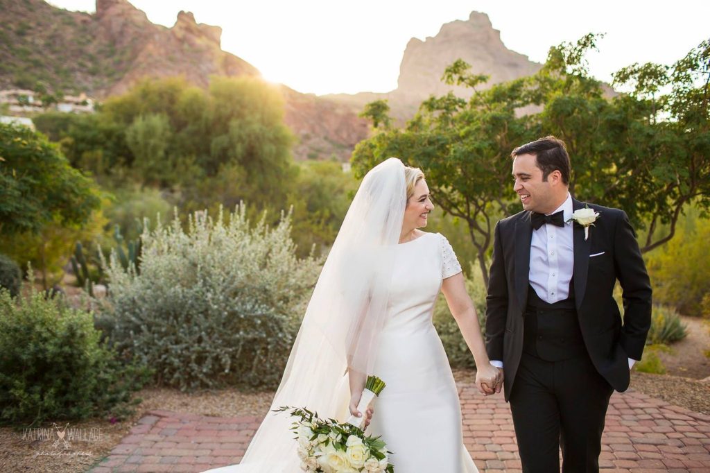 Sanctuary wedding bride and groom romantic portraits