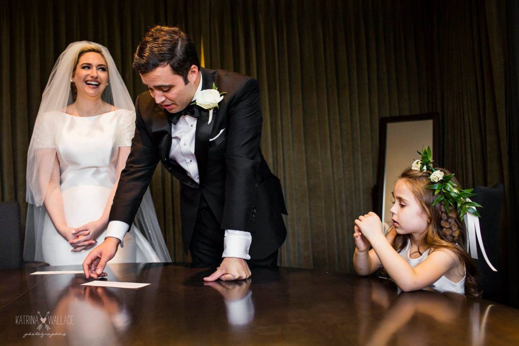 Sanctuary Jewish wedding bride and groom bedekken