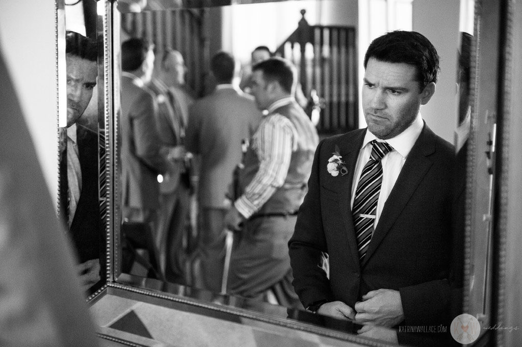 Alex puts the final touches on his ensemble before heading out the the ceremony at Brophey Chapel