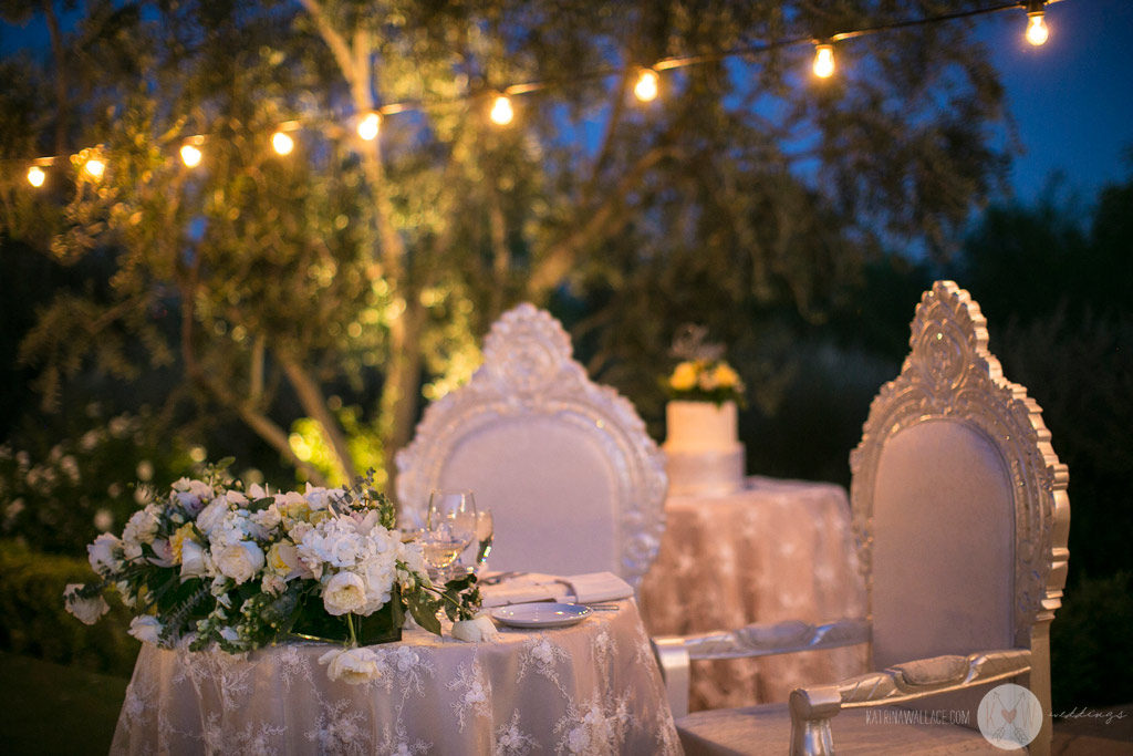 El Chorro dinner reception details bride and groom table