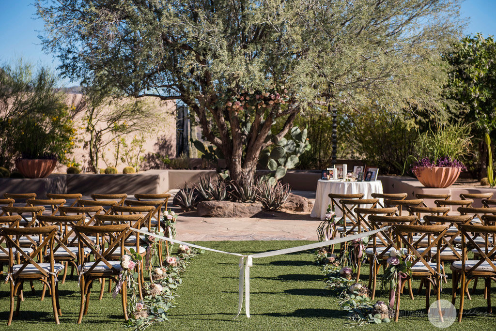 The Four Seasons Scottsdale ceremony site awaits family, friends, guests, and the bride and groom