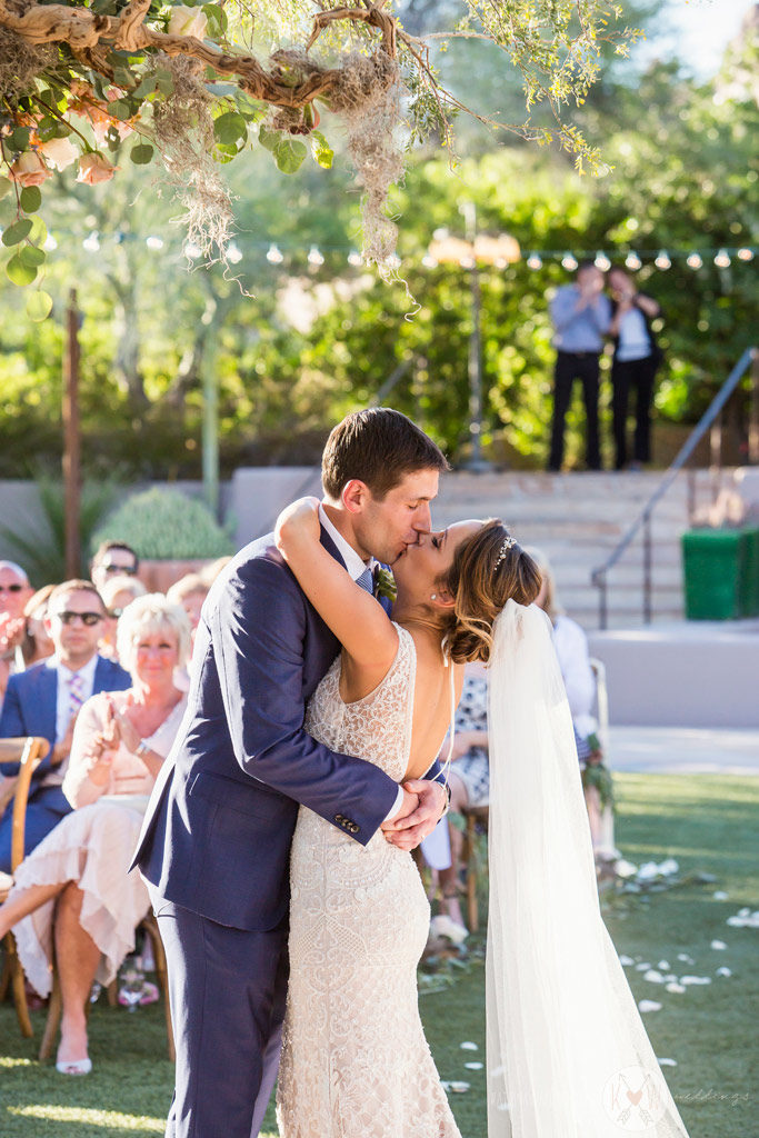 The bride and groom at their wedding ceremony.