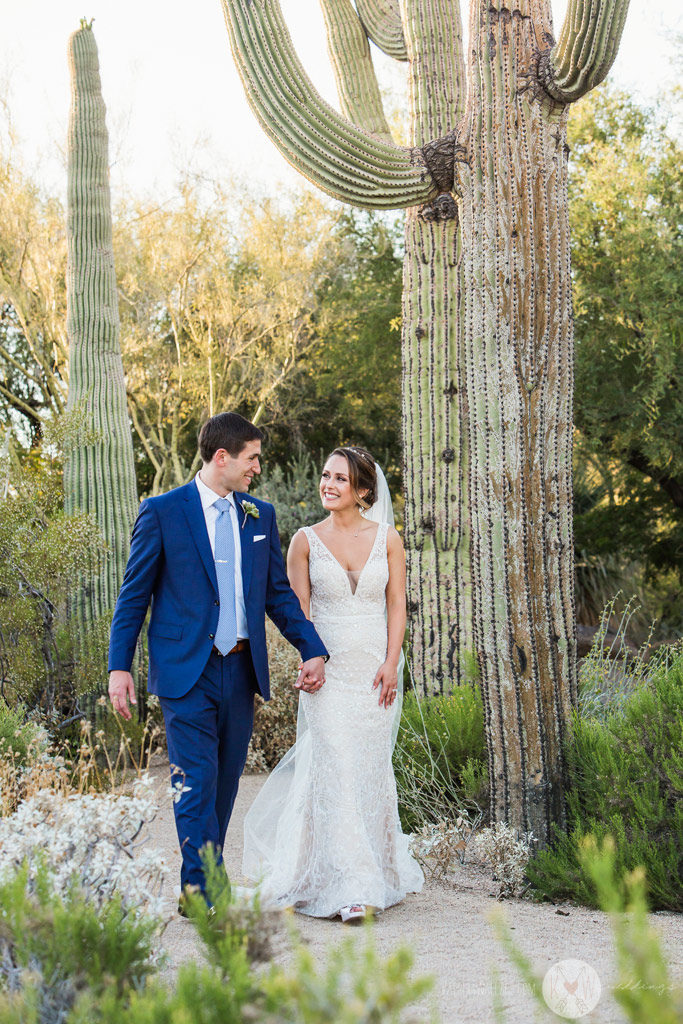 The bride and groom steal a moment of solitude after a long so far of preparation and a heartfelt ceremony at the Four Seasons Scottsdale.