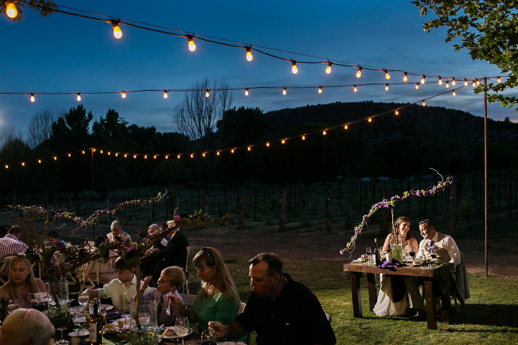 Dancing Apache Lodge vineyard wedding reception in Arizona
