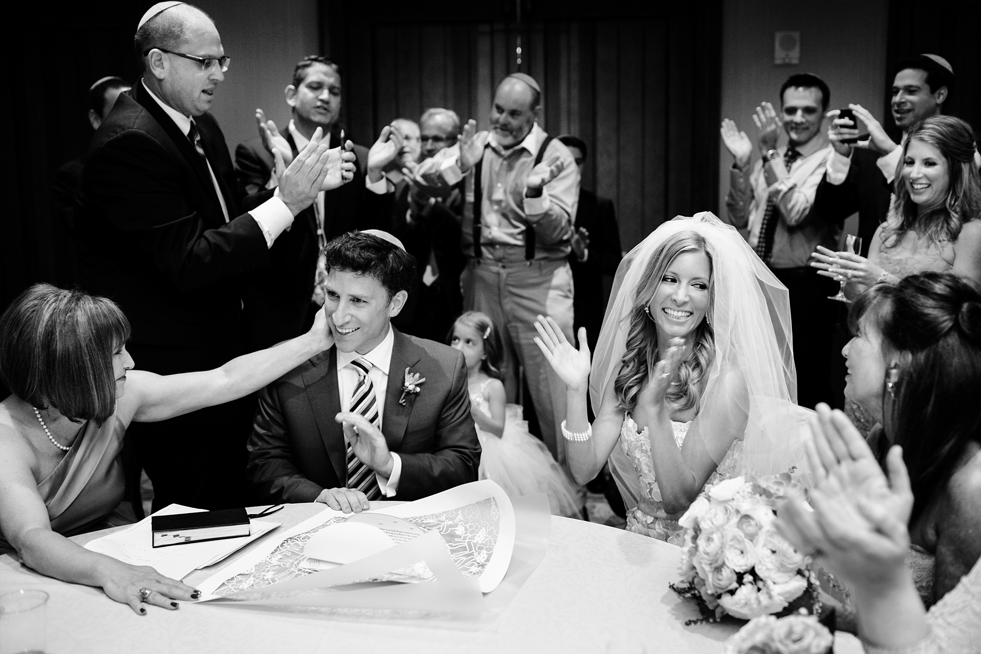 Four Seasons Scottsdale Jewish wedding ceremony photo of the ketubah signing